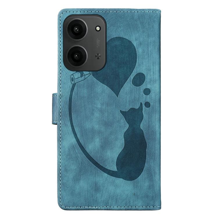 For Redmi 15C 5G / 4G EU 173mm Pen Heart Cat Embossed Leather Phone Case