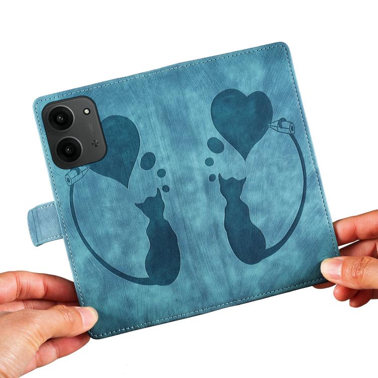 For Redmi 15C 5G / 4G EU 173mm Pen Heart Cat Embossed Leather Phone Case