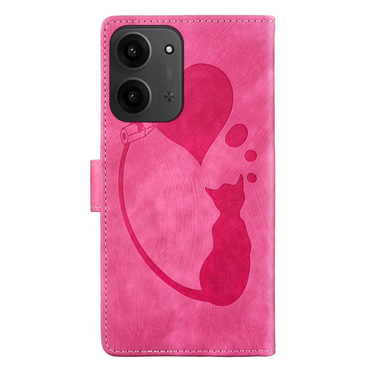 For Redmi 15C 5G / 4G EU 173mm Pen Heart Cat Embossed Leather Phone Case
