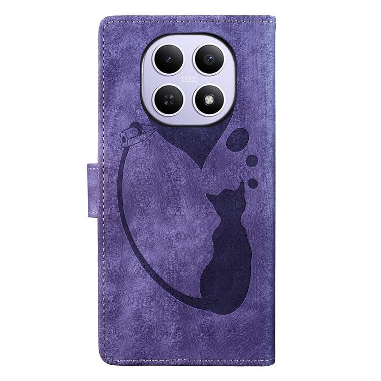 For Redmi Note 15 4G / 5G Global 164mm Pen Heart Cat Embossed Leather Phone Case