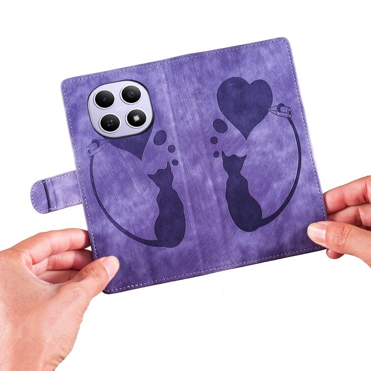 For Redmi Note 15 4G / 5G Global 164mm Pen Heart Cat Embossed Leather Phone Case