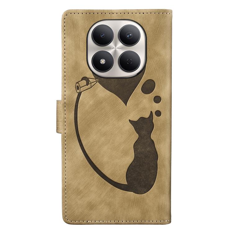 For Redmi Note 15 Pro 4G Global 163.2mm Pen Heart Cat Embossed Leather Phone Case