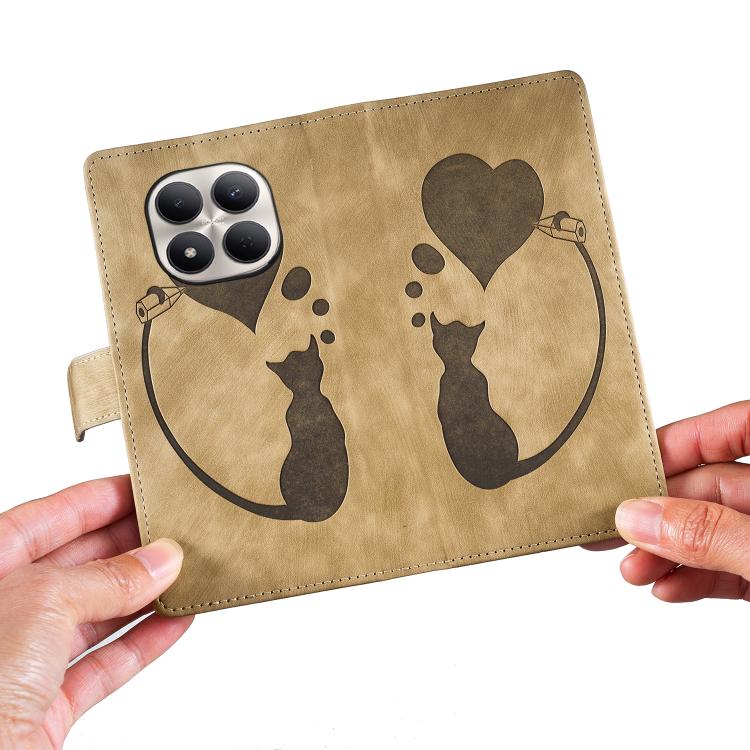 For Redmi Note 15 Pro 5G Global 163.6mm Pen Heart Cat Embossed Leather Phone Case