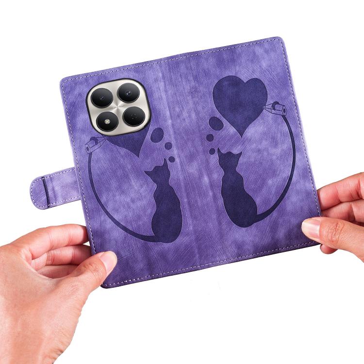 For Redmi Note 15 Pro+ 5G Global 163.3mm Pen Heart Cat Embossed Leather Phone Case