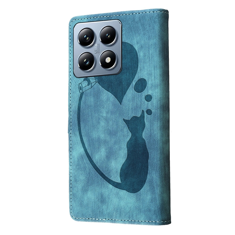 For Xiaomi 14T Pro Pen Heart Cat Embossed Leather Phone Case