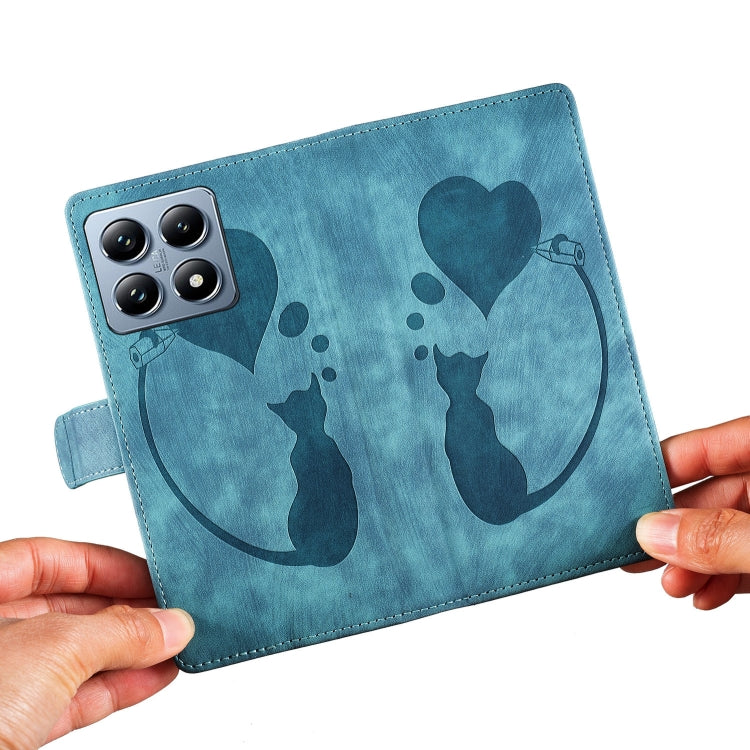 For Xiaomi 14T Pen Heart Cat Embossed Leather Phone Case