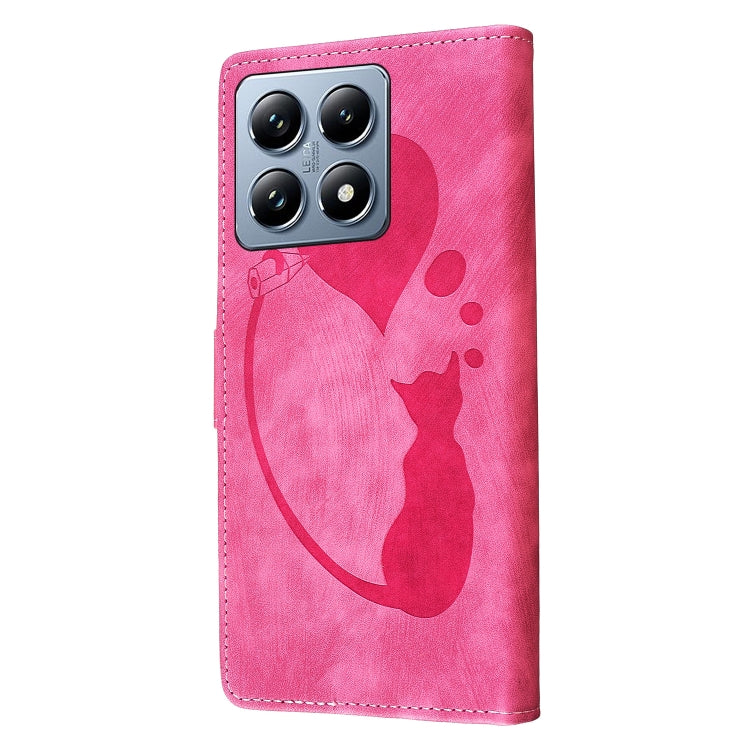 For Xiaomi 14T Pen Heart Cat Embossed Leather Phone Case