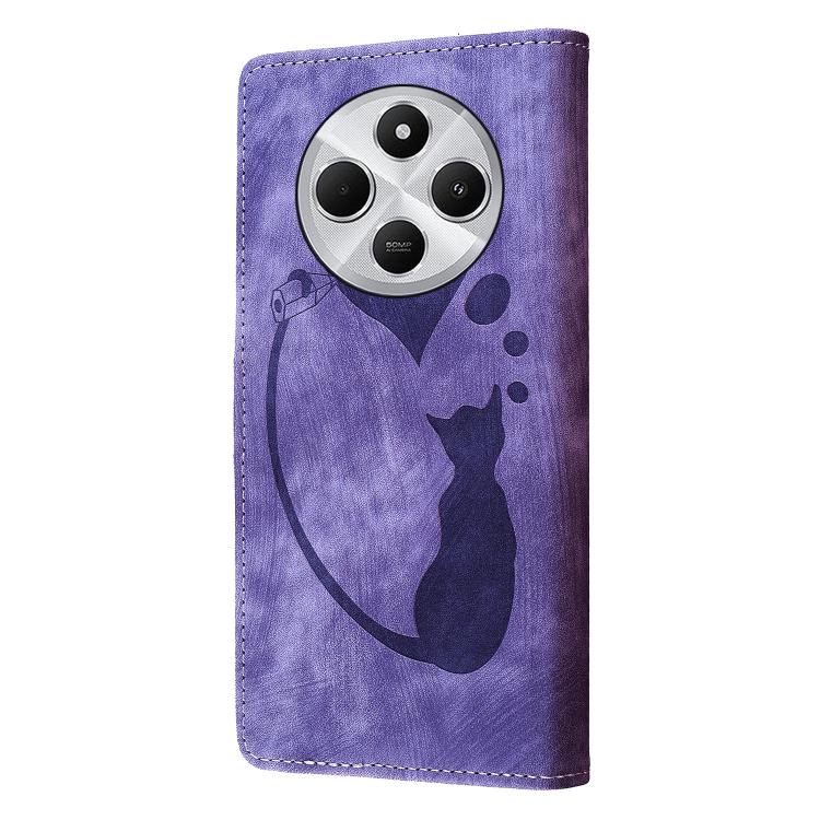 For Xiaomi Poco C75 Pen Heart Cat Embossed Leather Phone Case