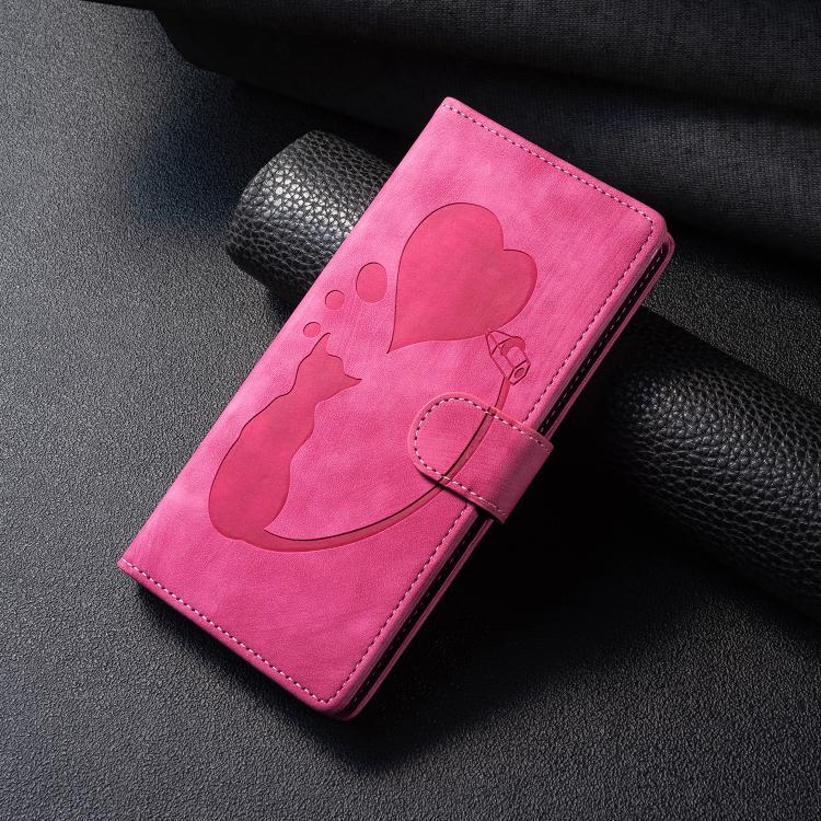 For Xiaomi Poco C75 Pen Heart Cat Embossed Leather Phone Case