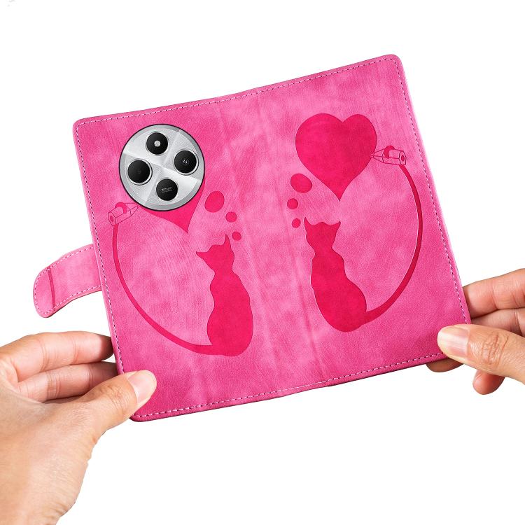 For Xiaomi Poco C75 Pen Heart Cat Embossed Leather Phone Case