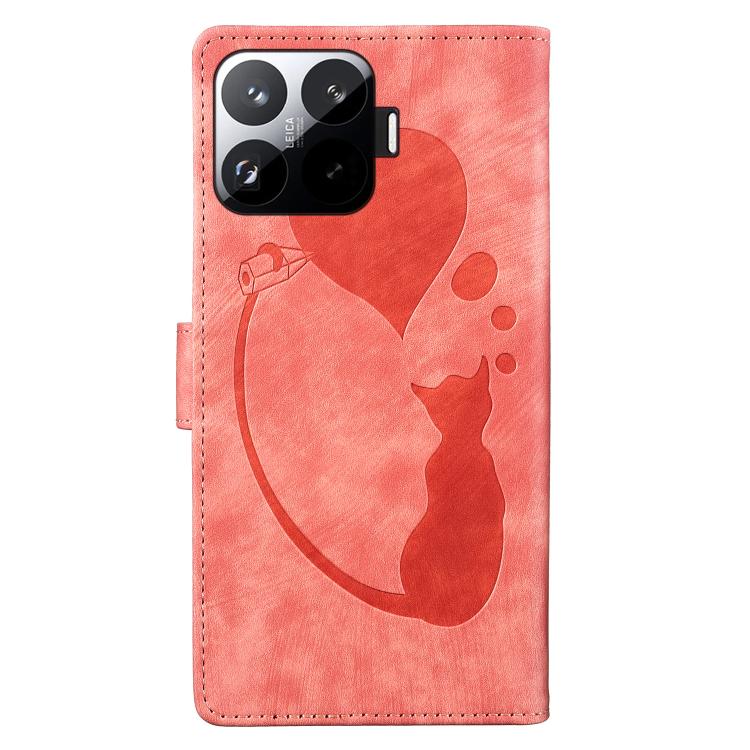 For Xiaomi 15T Pro 5G Pen Heart Cat Embossed Leather Phone Case