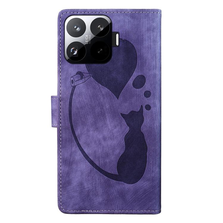 For Xiaomi 15T Pro 5G Pen Heart Cat Embossed Leather Phone Case