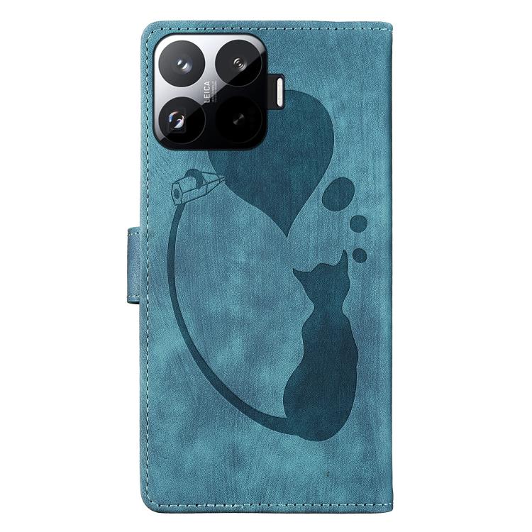 For Xiaomi 15T Pro 5G Pen Heart Cat Embossed Leather Phone Case