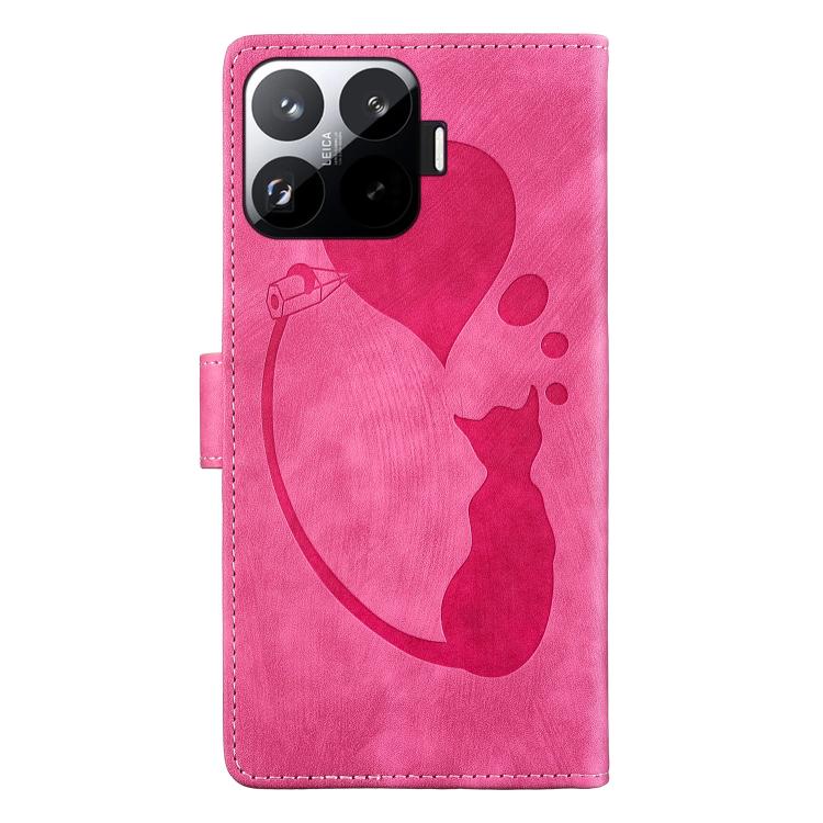 For Xiaomi 15T Pro 5G Pen Heart Cat Embossed Leather Phone Case