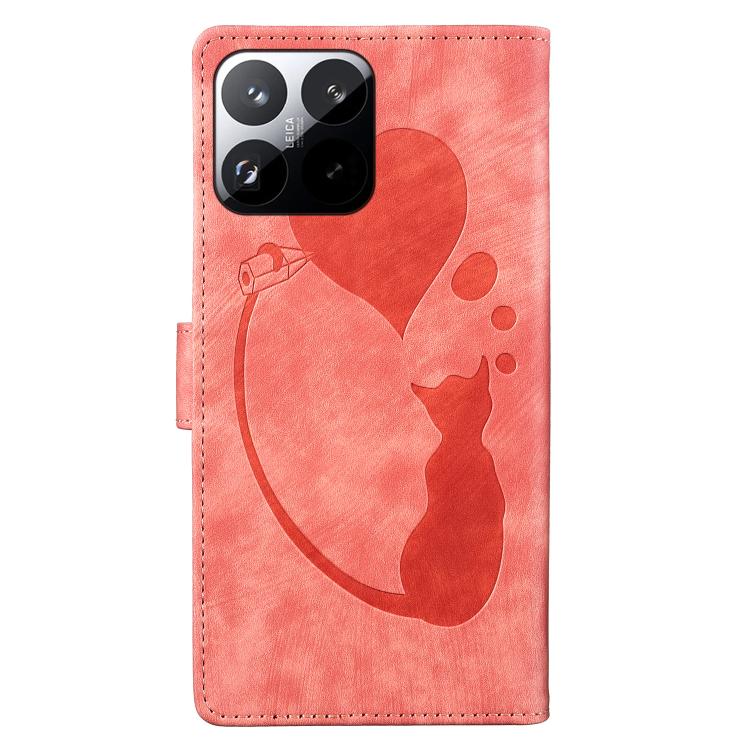 For Xiaomi 15T 5G Pen Heart Cat Embossed Leather Phone Case