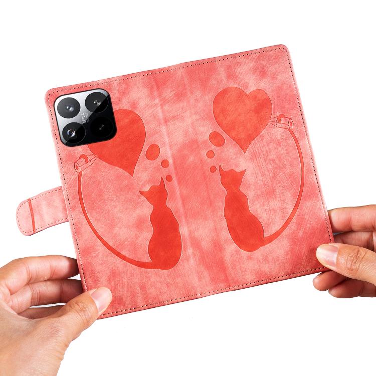 For Xiaomi 15T 5G Pen Heart Cat Embossed Leather Phone Case