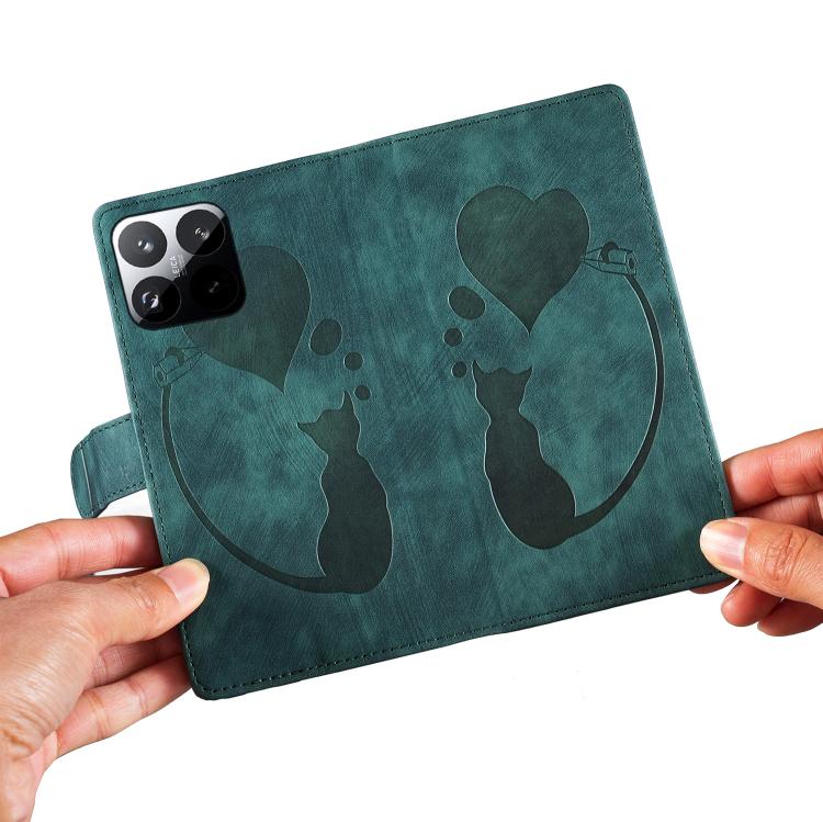 For Xiaomi 15T 5G Pen Heart Cat Embossed Leather Phone Case