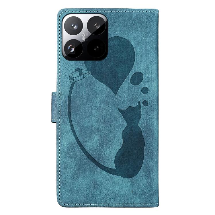 For Xiaomi 15T 5G Pen Heart Cat Embossed Leather Phone Case