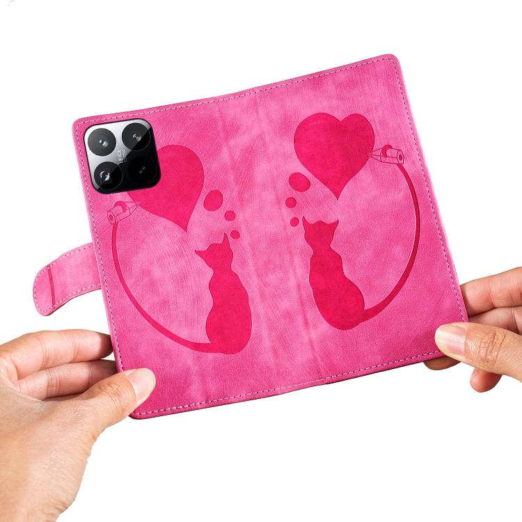 For Xiaomi 15T 5G Pen Heart Cat Embossed Leather Phone Case