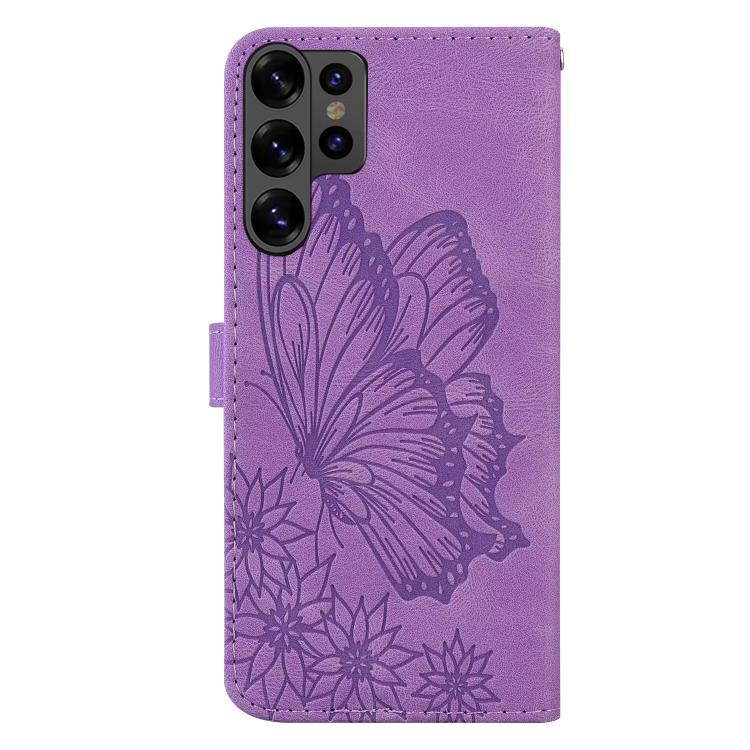 For Samsung Galaxy S26 Ultra 5G Retro Skin Feel Butterflies Embossing Horizontal Flip Leather Phone Case