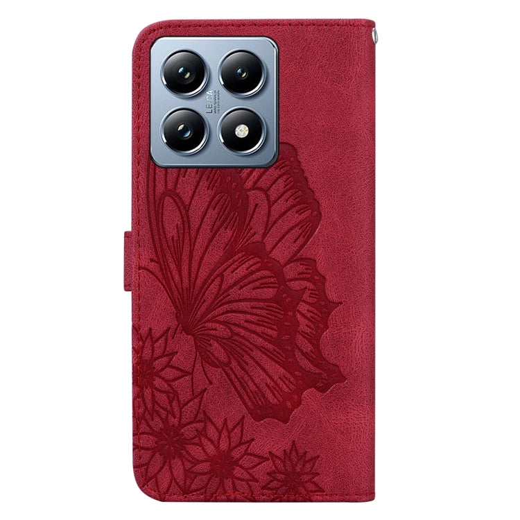 For Xiaomi 14T Retro Skin Feel Butterflies Embossing Horizontal Flip Leather Phone Case