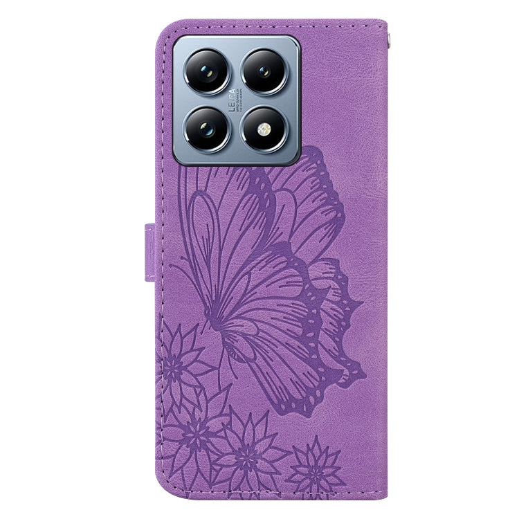 For Xiaomi 14T Retro Skin Feel Butterflies Embossing Horizontal Flip Leather Phone Case