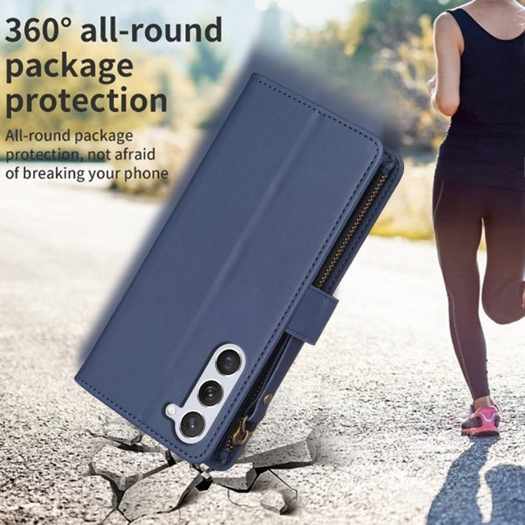 For Samsung Galaxy S25 5G 9 Card Slots Zipper Wallet Leather Flip Phone Case