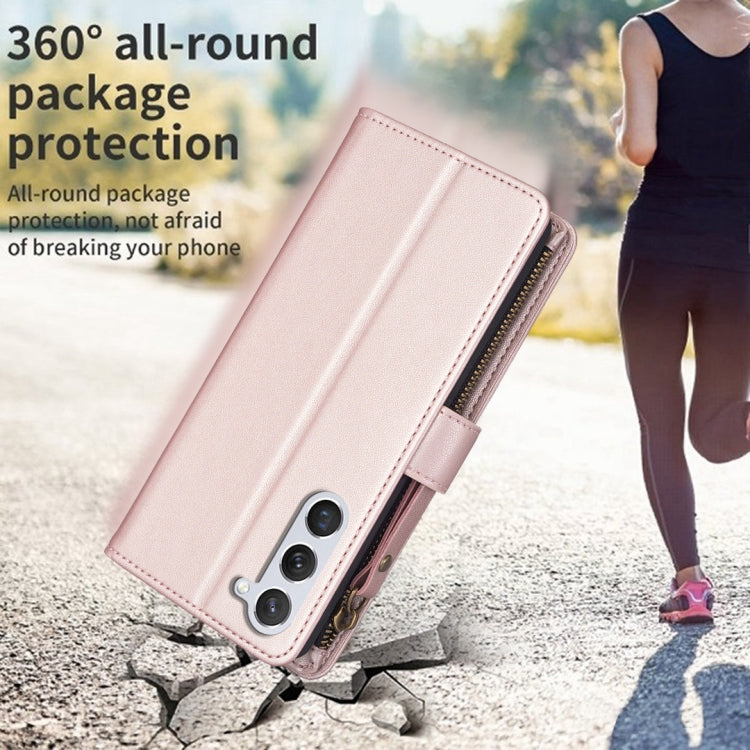 For Samsung Galaxy S25 5G 9 Card Slots Zipper Wallet Leather Flip Phone Case