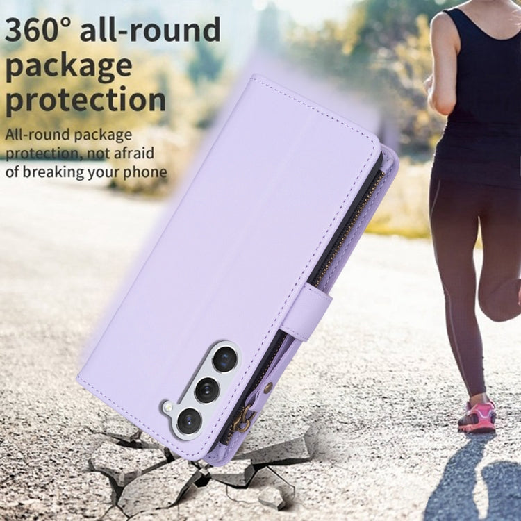 For Samsung Galaxy S25 5G 9 Card Slots Zipper Wallet Leather Flip Phone Case