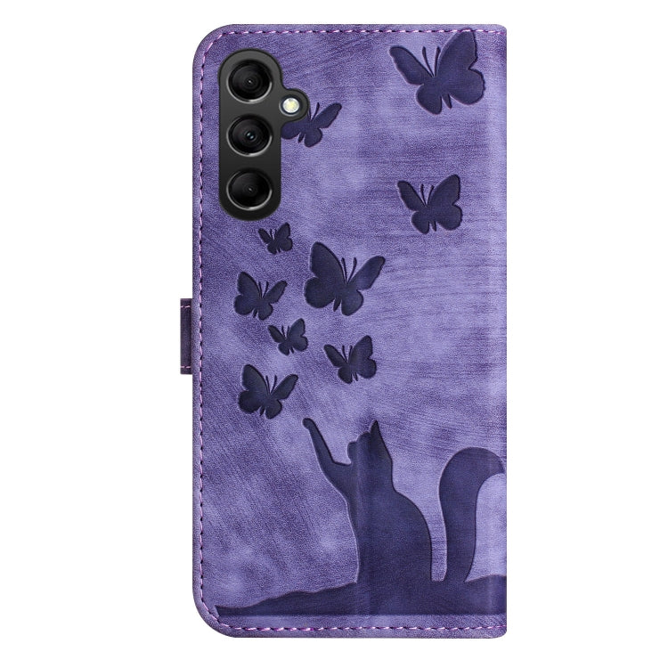 For Samsung Galaxy S25 5G Butterfly Cat Embossing Flip Leather Phone Case