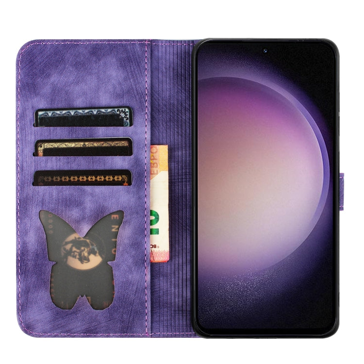 For Samsung Galaxy S25 5G Butterfly Cat Embossing Flip Leather Phone Case