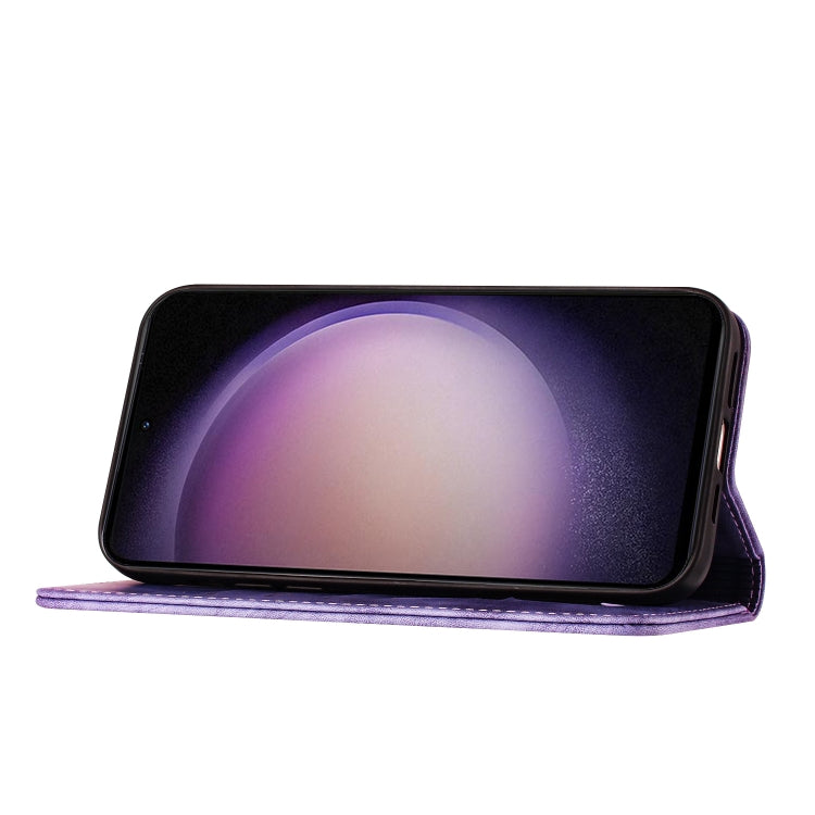 For Samsung Galaxy S25 5G Butterfly Cat Embossing Flip Leather Phone Case