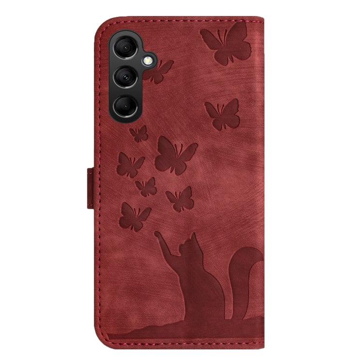 For Samsung Galaxy S25 5G Butterfly Cat Embossing Flip Leather Phone Case