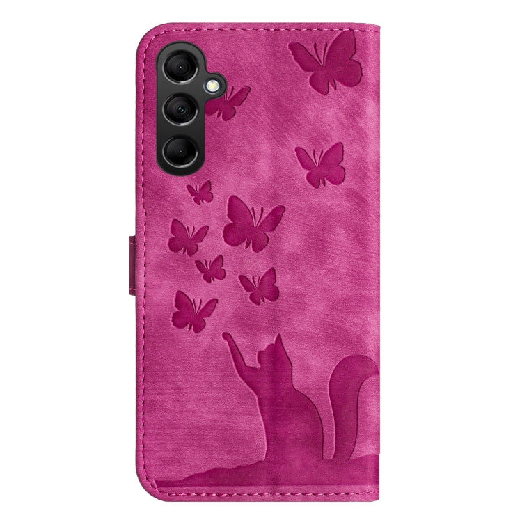 For Samsung Galaxy S25 5G Butterfly Cat Embossing Flip Leather Phone Case