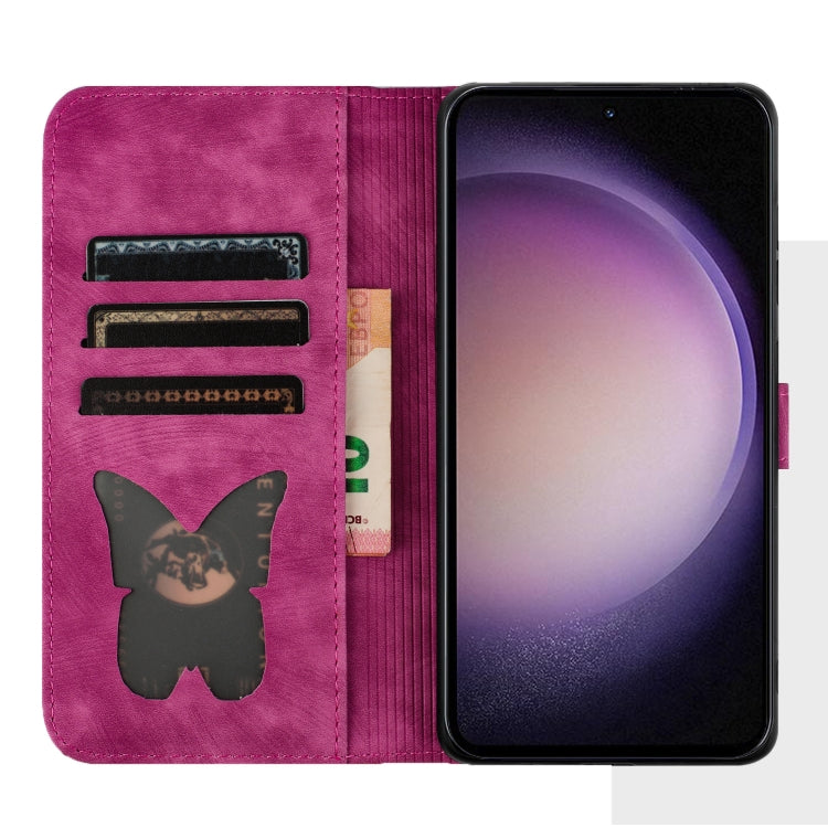 For Samsung Galaxy S25 5G Butterfly Cat Embossing Flip Leather Phone Case