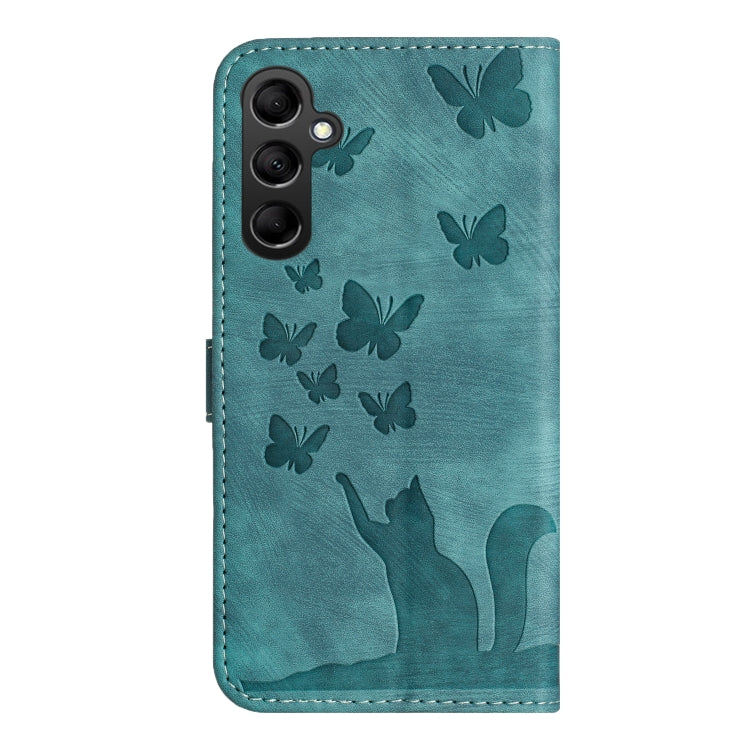 For Samsung Galaxy S25 5G Butterfly Cat Embossing Flip Leather Phone Case