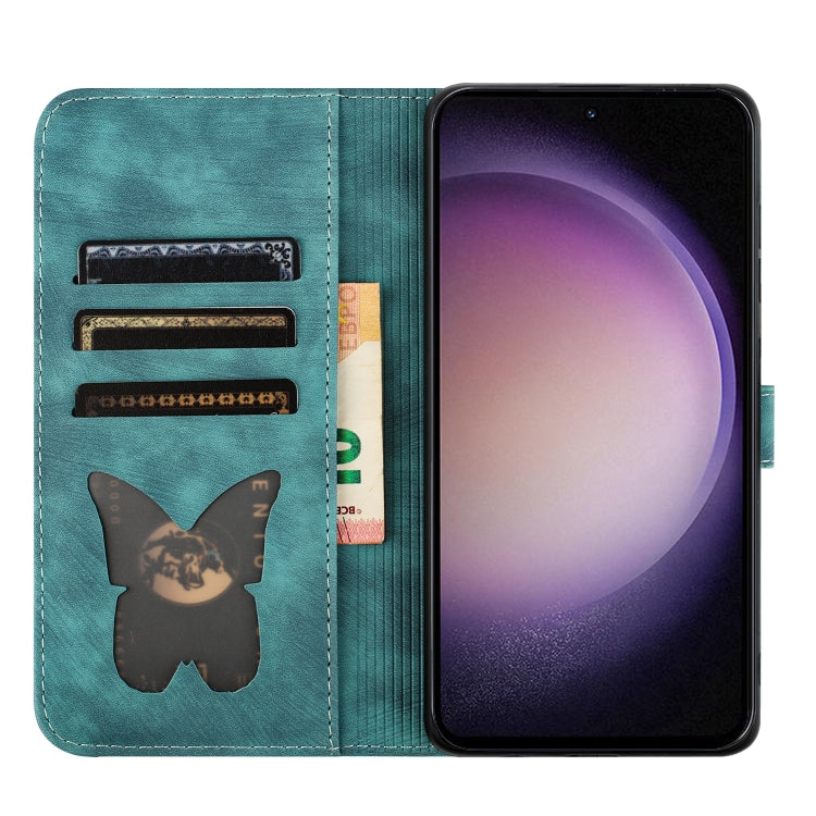For Samsung Galaxy S25 5G Butterfly Cat Embossing Flip Leather Phone Case