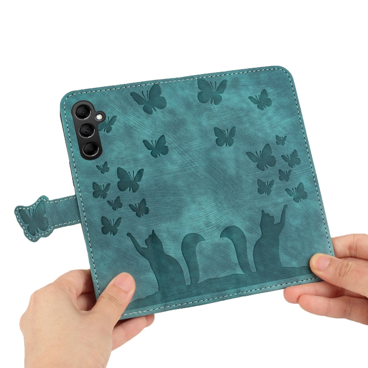 For Samsung Galaxy S25 5G Butterfly Cat Embossing Flip Leather Phone Case