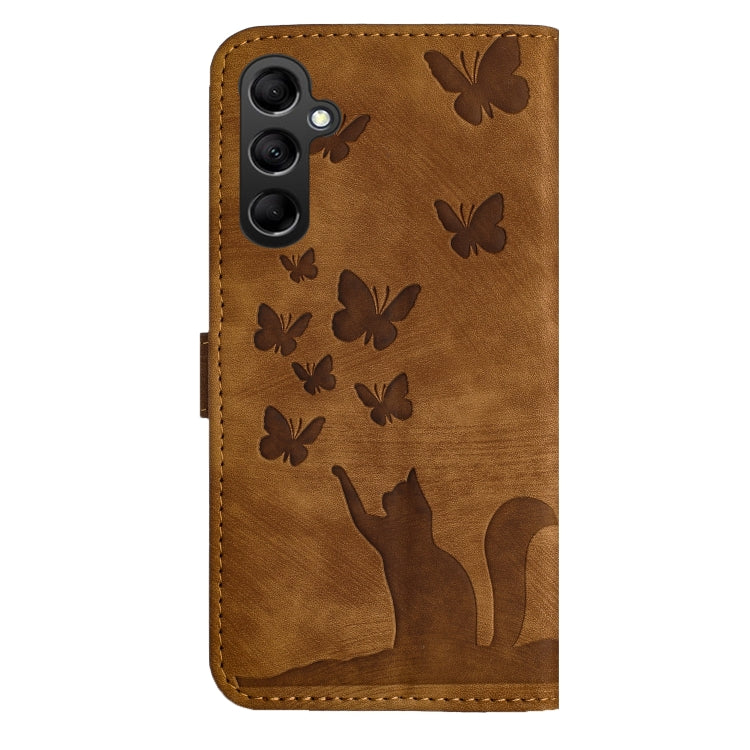 For Samsung Galaxy S25 5G Butterfly Cat Embossing Flip Leather Phone Case