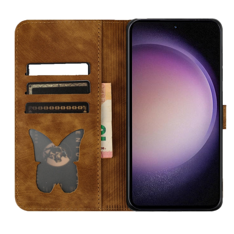 For Samsung Galaxy S25 5G Butterfly Cat Embossing Flip Leather Phone Case