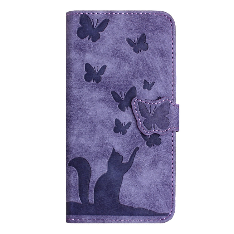 For Samsung Galaxy S25 Ultra 5G Butterfly Cat Embossing Flip Leather Phone Case