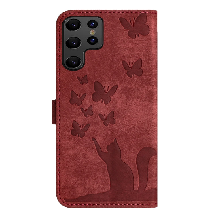 For Samsung Galaxy S25 Ultra 5G Butterfly Cat Embossing Flip Leather Phone Case