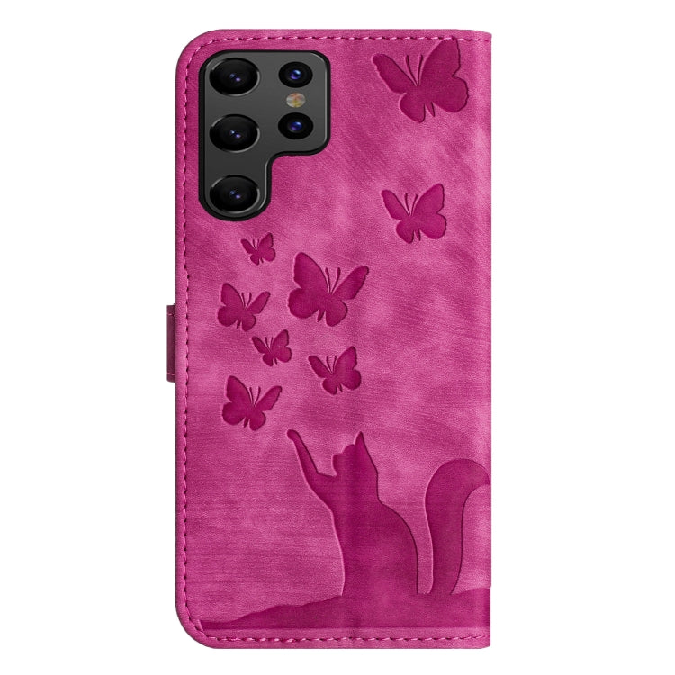 For Samsung Galaxy S25 Ultra 5G Butterfly Cat Embossing Flip Leather Phone Case
