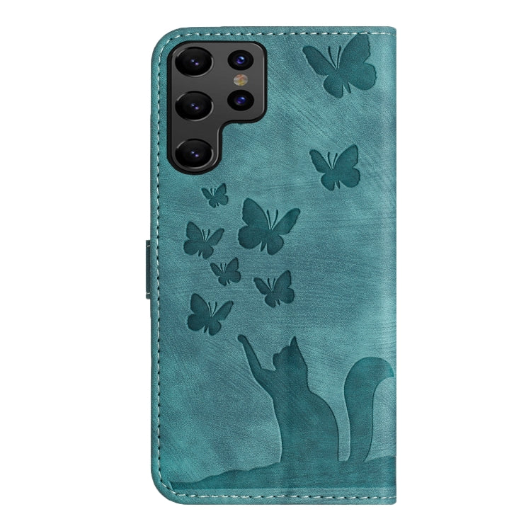 For Samsung Galaxy S25 Ultra 5G Butterfly Cat Embossing Flip Leather Phone Case