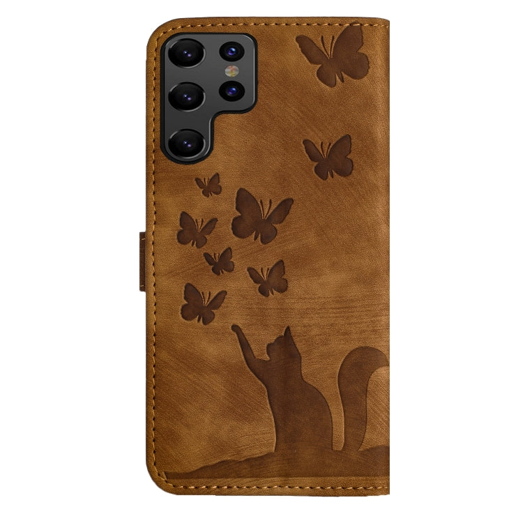 For Samsung Galaxy S25 Ultra 5G Butterfly Cat Embossing Flip Leather Phone Case