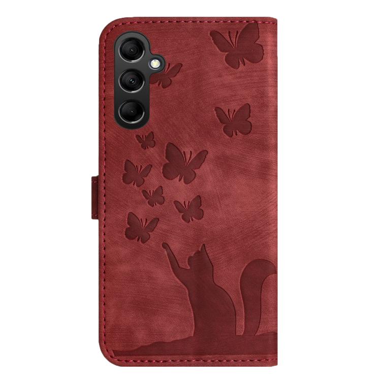 For Samsung Galaxy S25 FE 5G Butterfly Cat Embossing Flip Leather Phone Case