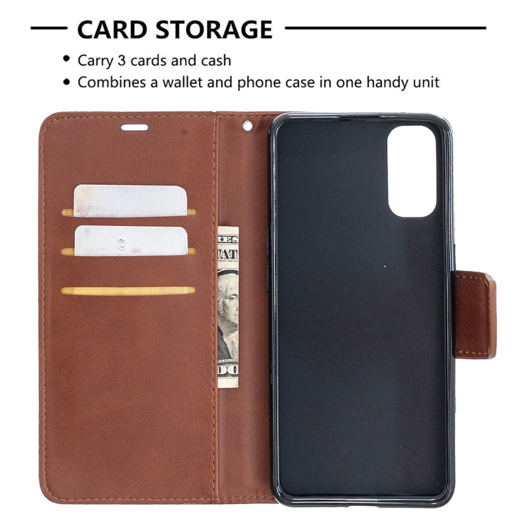 For OPPO Reno4 5G Retro Lambskin Texture Pure Color Horizontal Flip PU Leather Case with Holder & Card Slots & Wallet & Lanyard