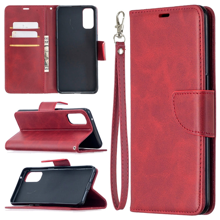 For OPPO Reno4 5G Retro Lambskin Texture Pure Color Horizontal Flip PU Leather Case with Holder & Card Slots & Wallet & Lanyard