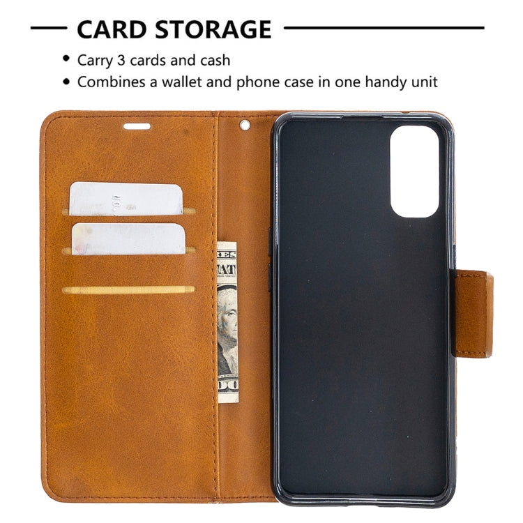 For OPPO Reno4 5G Retro Lambskin Texture Pure Color Horizontal Flip PU Leather Case with Holder & Card Slots & Wallet & Lanyard