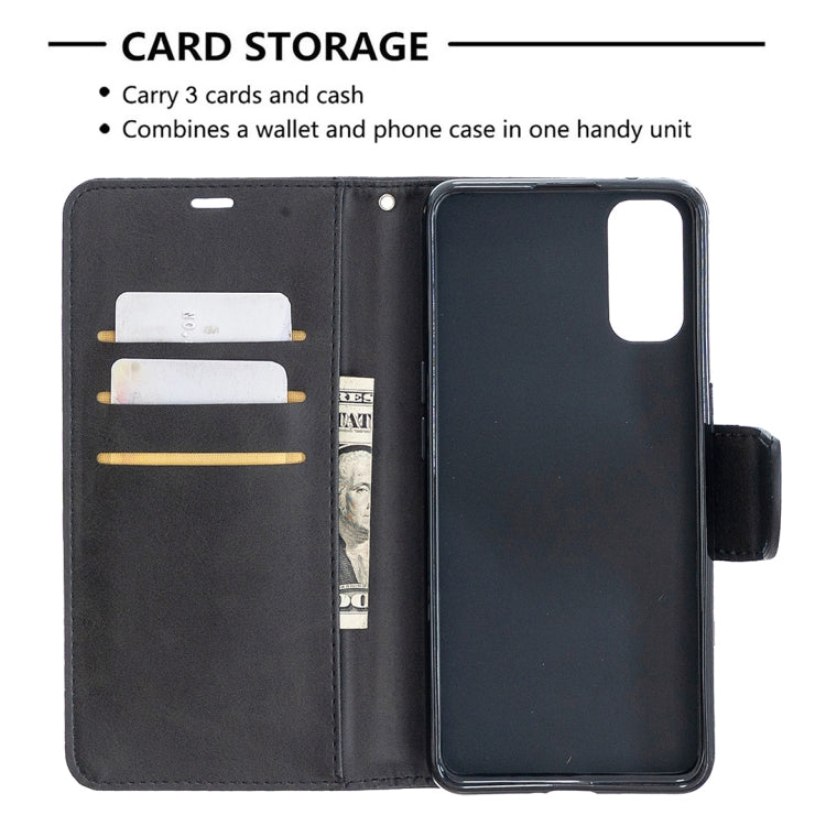 For OPPO Reno4 5G Retro Lambskin Texture Pure Color Horizontal Flip PU Leather Case with Holder & Card Slots & Wallet & Lanyard